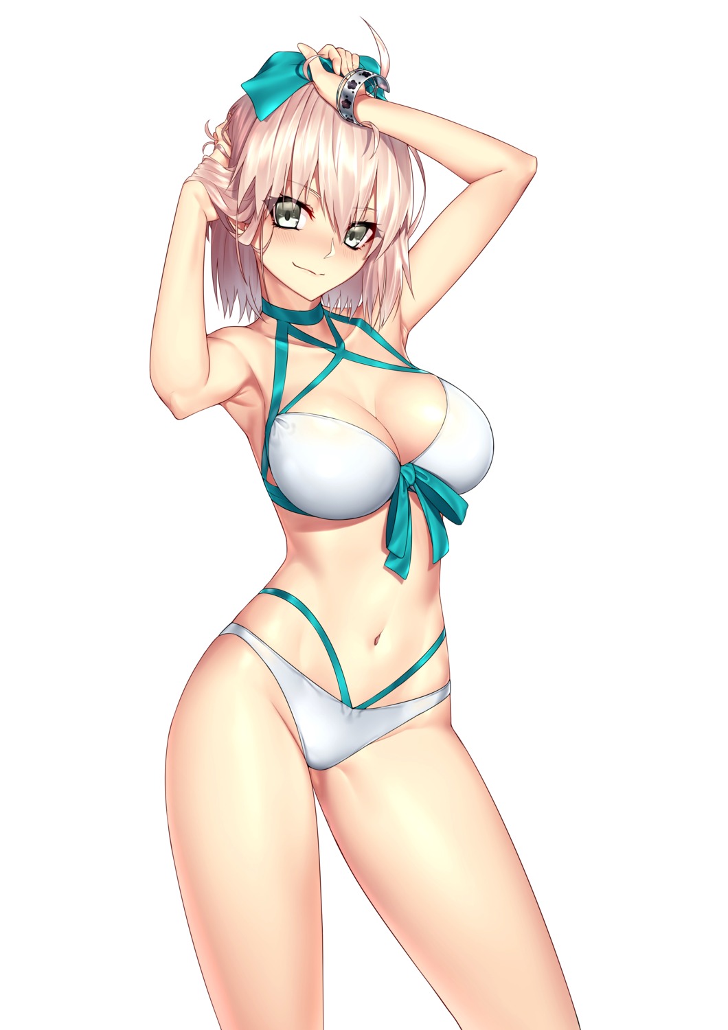 bikini, cleavage, fate/grand_order, kai_(pixiv12466647), okita_souji_(fate), swimsuits