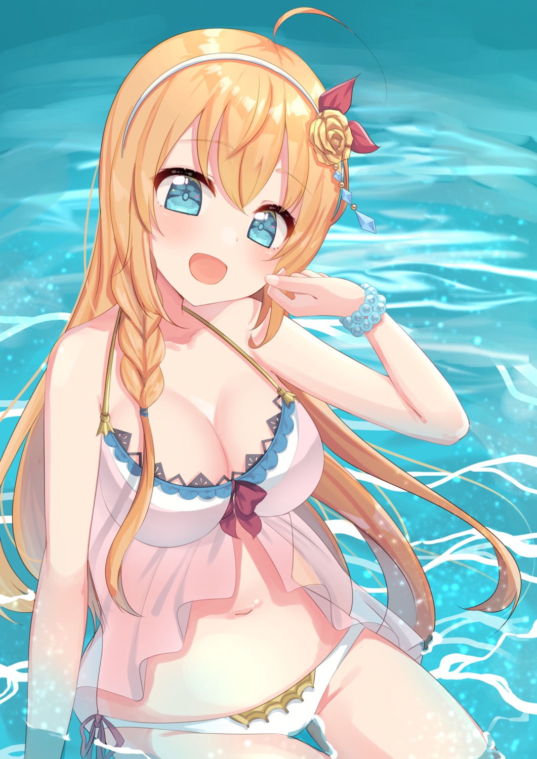 bikini, cleavage, pecorine, princess_connect!, princess_connect!_re:dive, see_through, suzu_(minagi), swimsuits