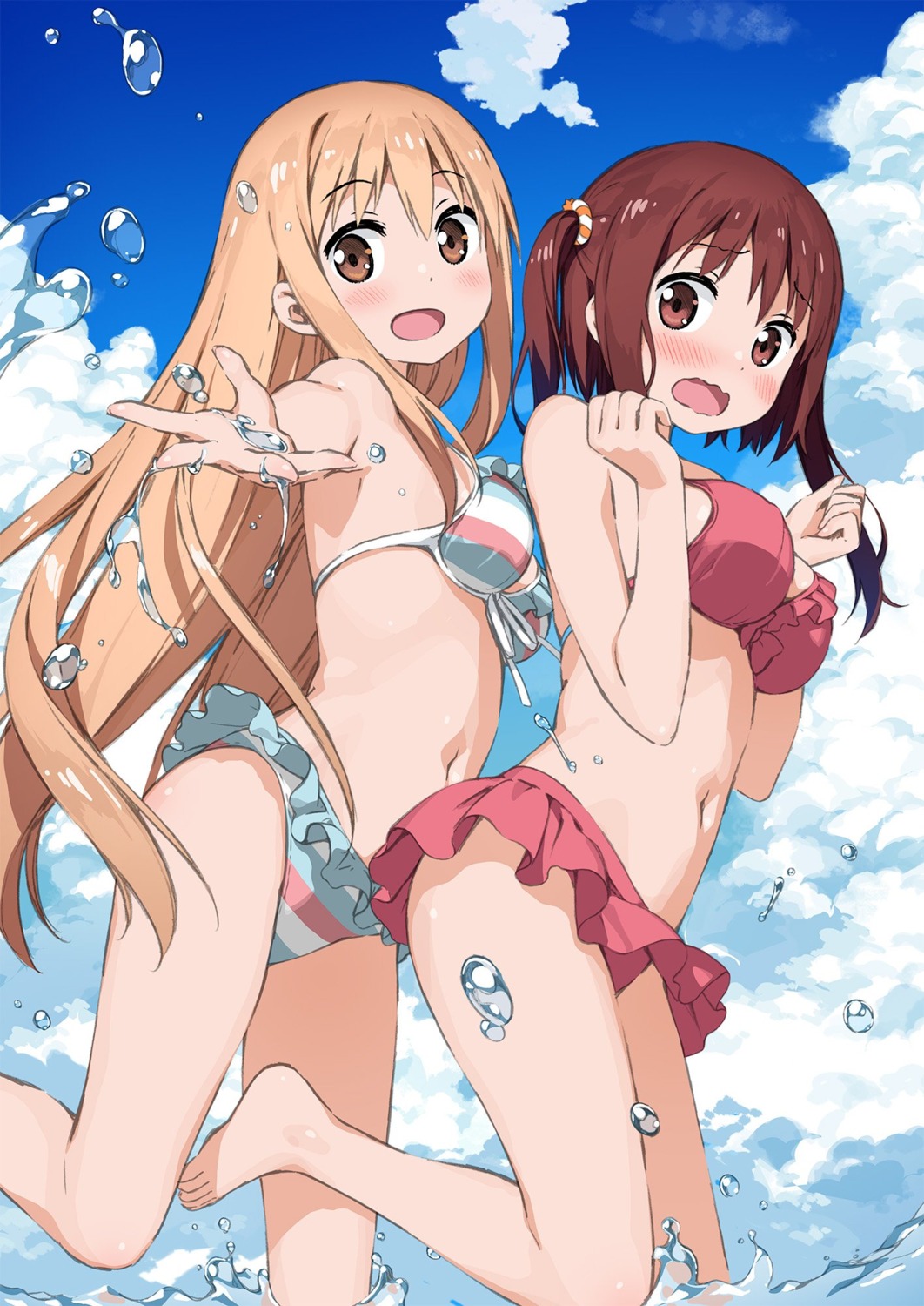 bikini, breast_hold, doma_umaru, ebina_nana, himouto!_umaru-chan, kantoku, swimsuits, wet