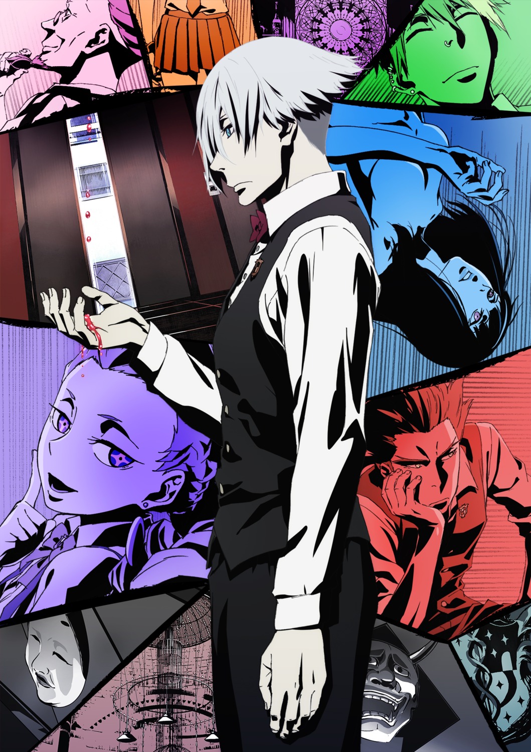death_parade, dequim, ginti, kurokami_no_onna, nona_(death_parade)