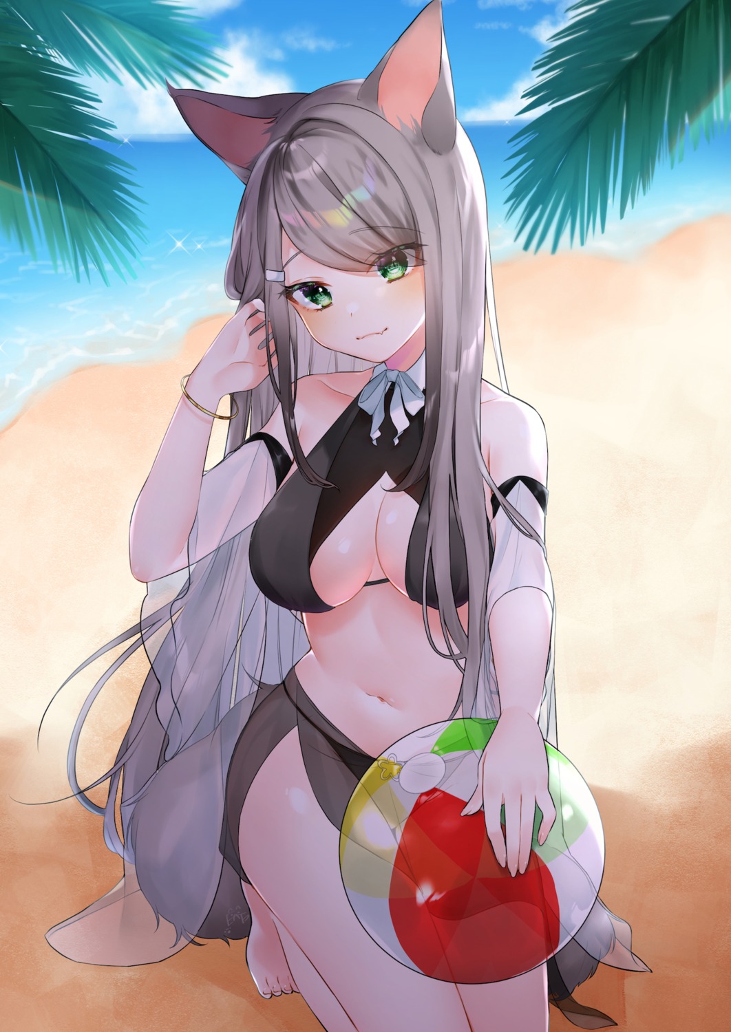 animal_ears, bikini, cleavage, etto_eat, see_through, swimsuits, tail