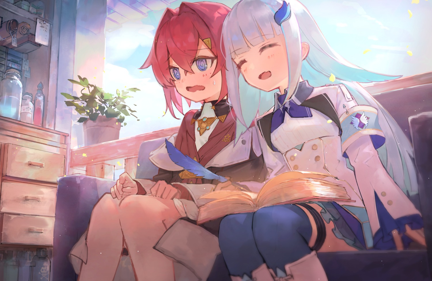 ange_katrina, garter, lize_helesta, nijisanji, t6, thighhighs