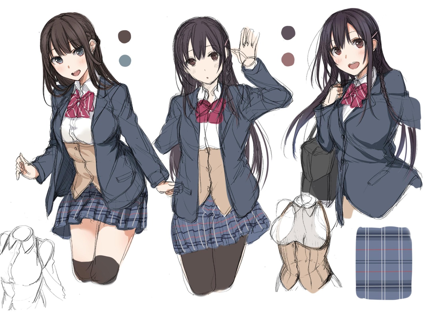 aikiss, character_design, giga, kirisawa_saki, pantyhose, saegusa_ayame, saegusa_hinata, seifuku