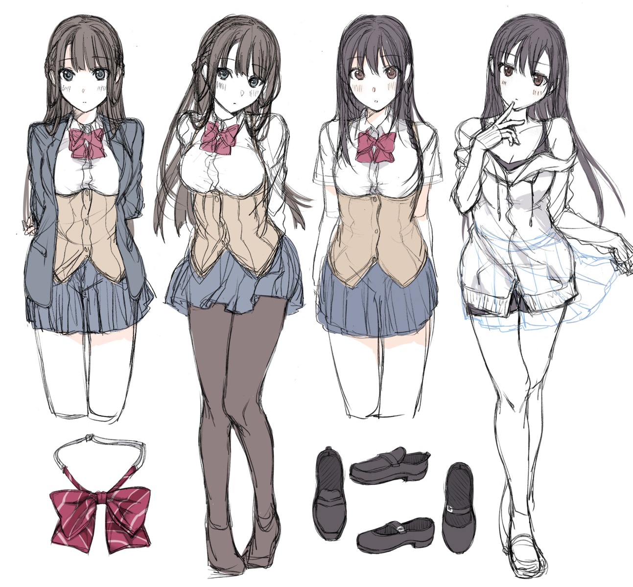 aikiss, character_design, cleavage, giga, kirisawa_saki, pantyhose, saegusa_ayame, saegusa_hinata