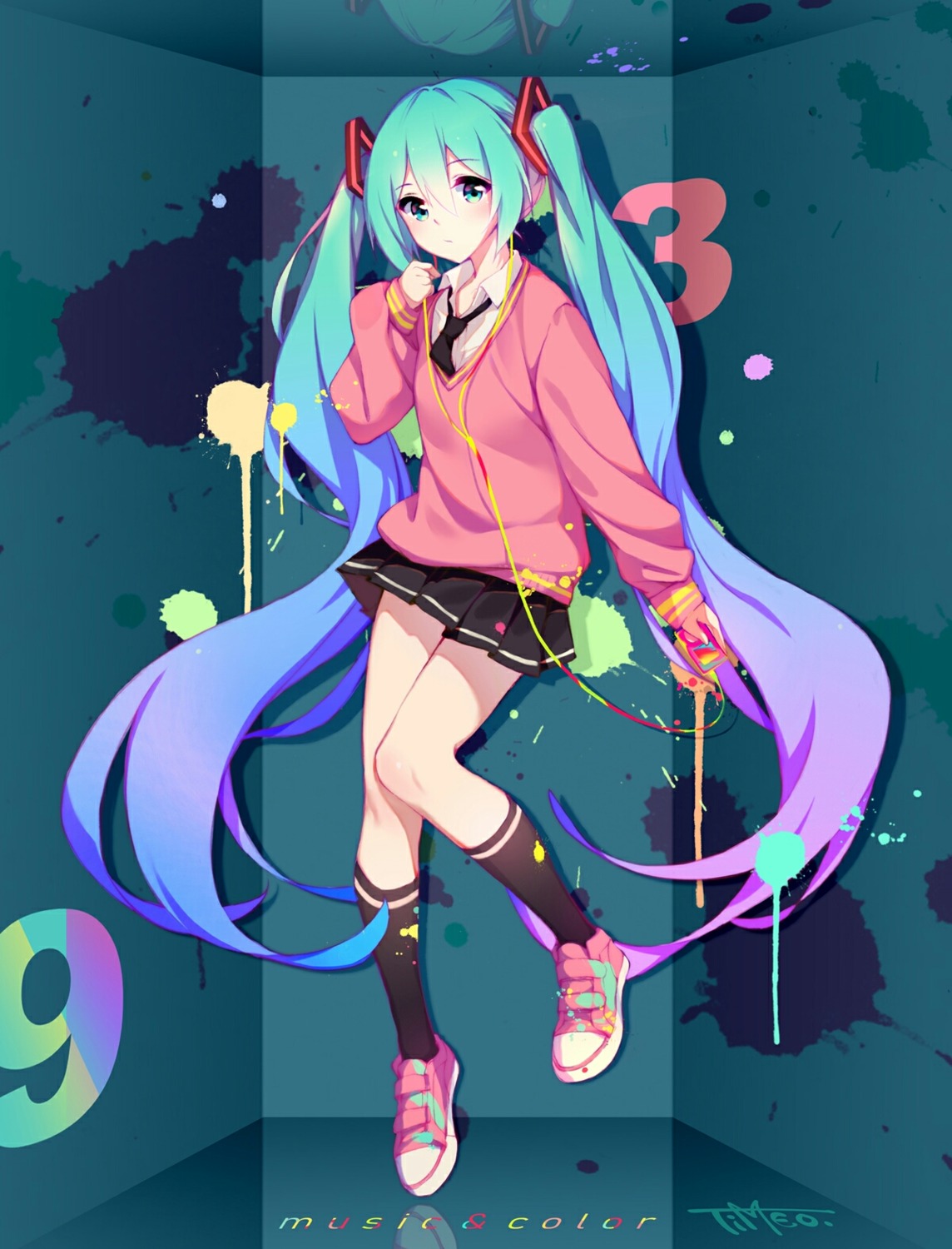 hatsune_miku, seifuku, sweater, timeo, vocaloid