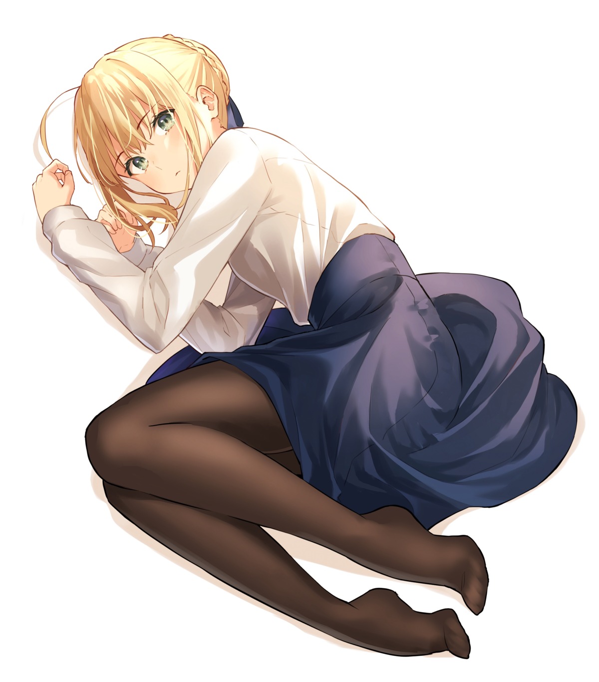 artoria_pendragon_(fate), fate/grand_order, lq_saku, pantyhose, skirt_lift