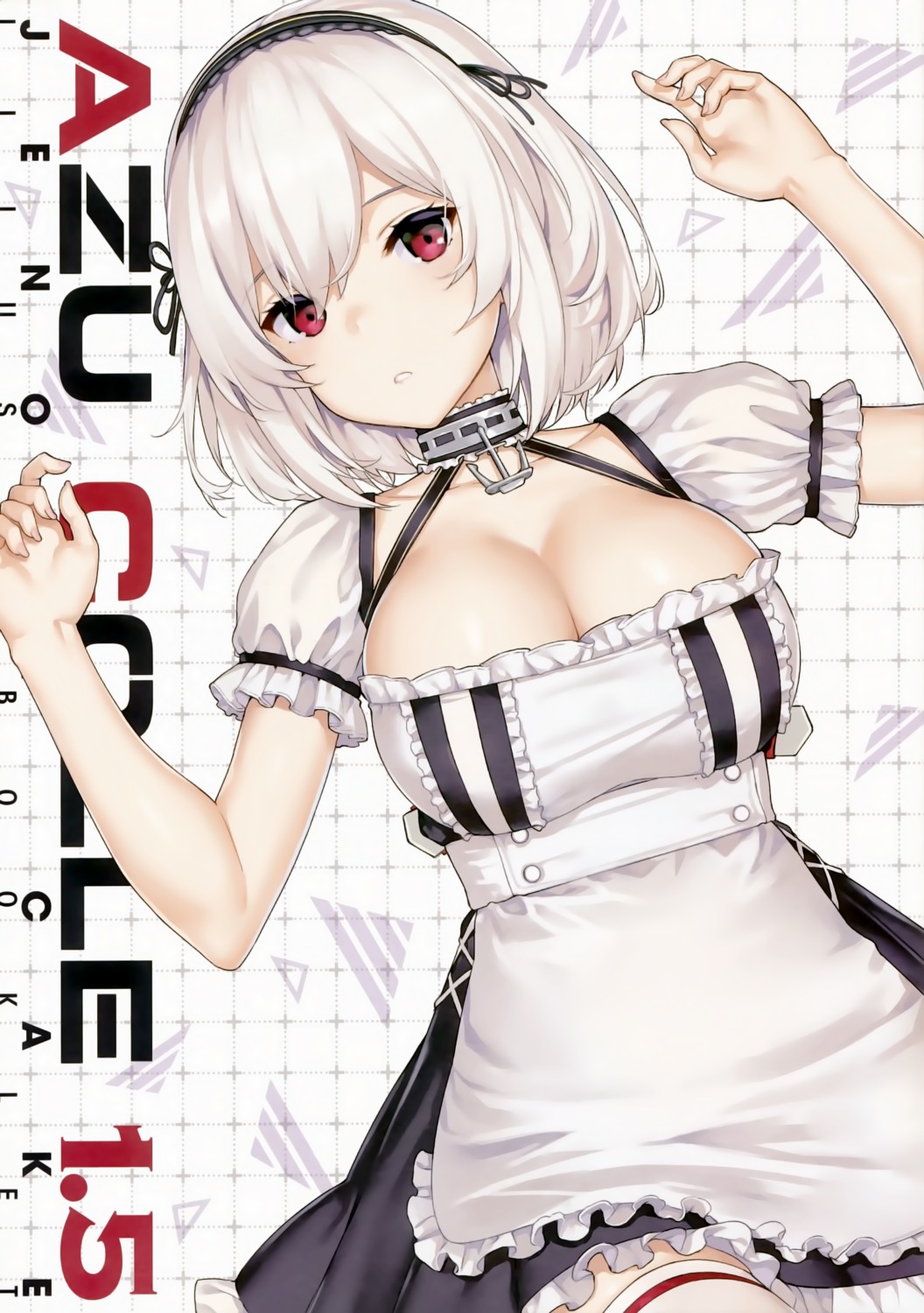 azur_lane, cleavage, jenova_cake, maid, sirius_(azur_lane), takayaki, thighhighs