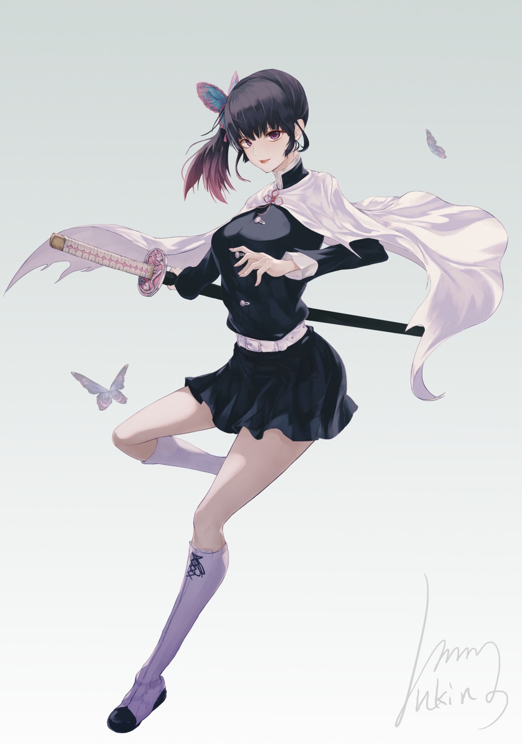hmrgyukina, kimetsu_no_yaiba, sword, tsuyuri_kanao, uniform