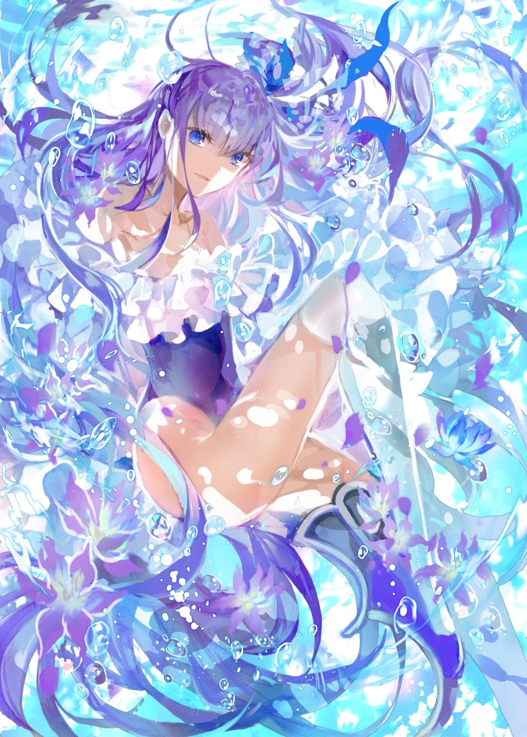 armor, fate/grand_order, meltryllis, rioka_(southern_blue_sky), swimsuits, thighhighs