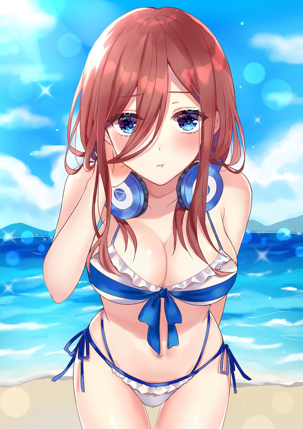 5-toubun_no_hanayome, bikini, cleavage, headphones, nakano_miku, parum, swimsuits