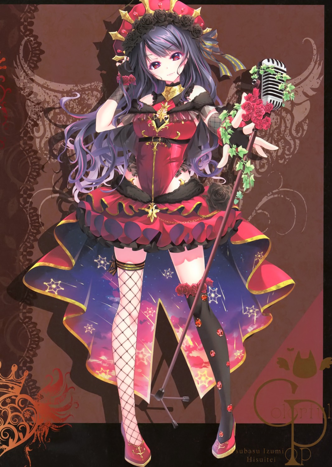 fishnets, garter, heels, hisuitei, izumi_tsubasu, thighhighs