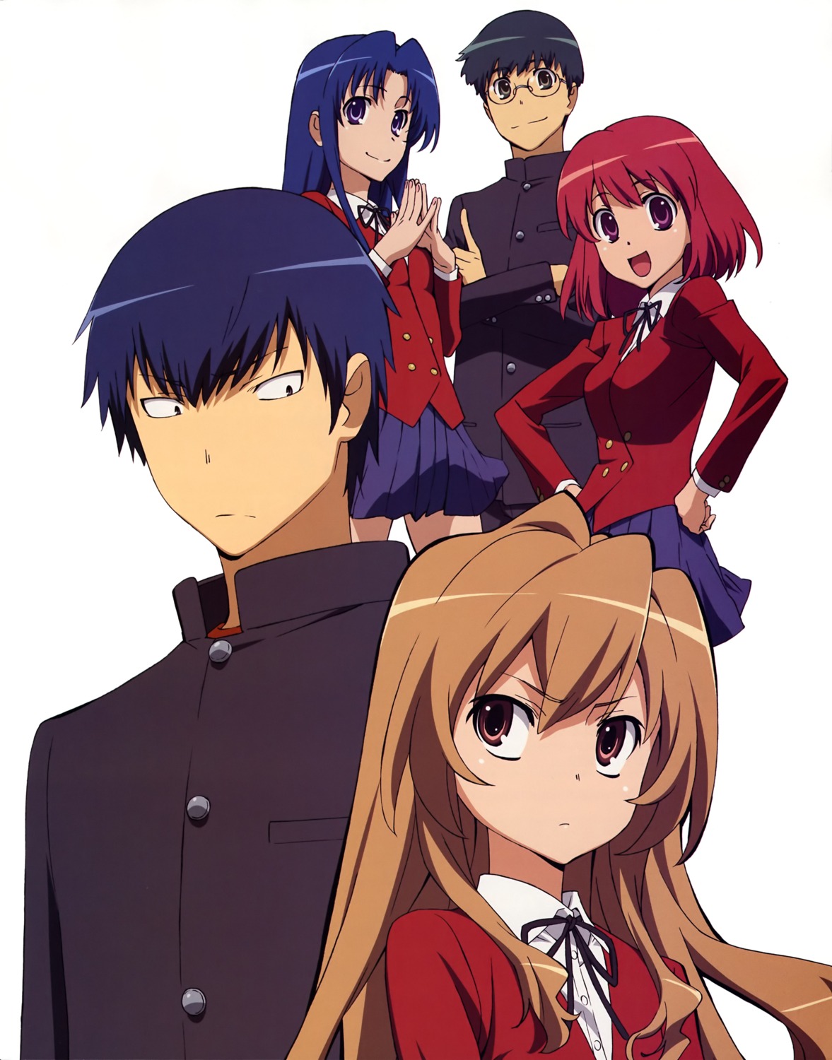 aisaka_taiga, kawashima_ami, kitamura_yuusaku, kushieda_minori, seifuku, takasu_ryuuji, toradora!