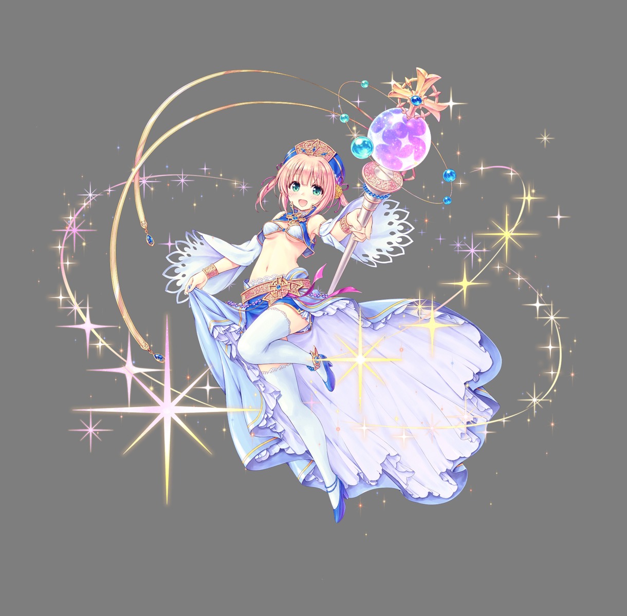 august, christine_keturah, heels, iris_mysteria!_~shoujo_no_tsumugu_yume_no_hiseki~, natsuno_io, thighhighs, transparent_png, underboob