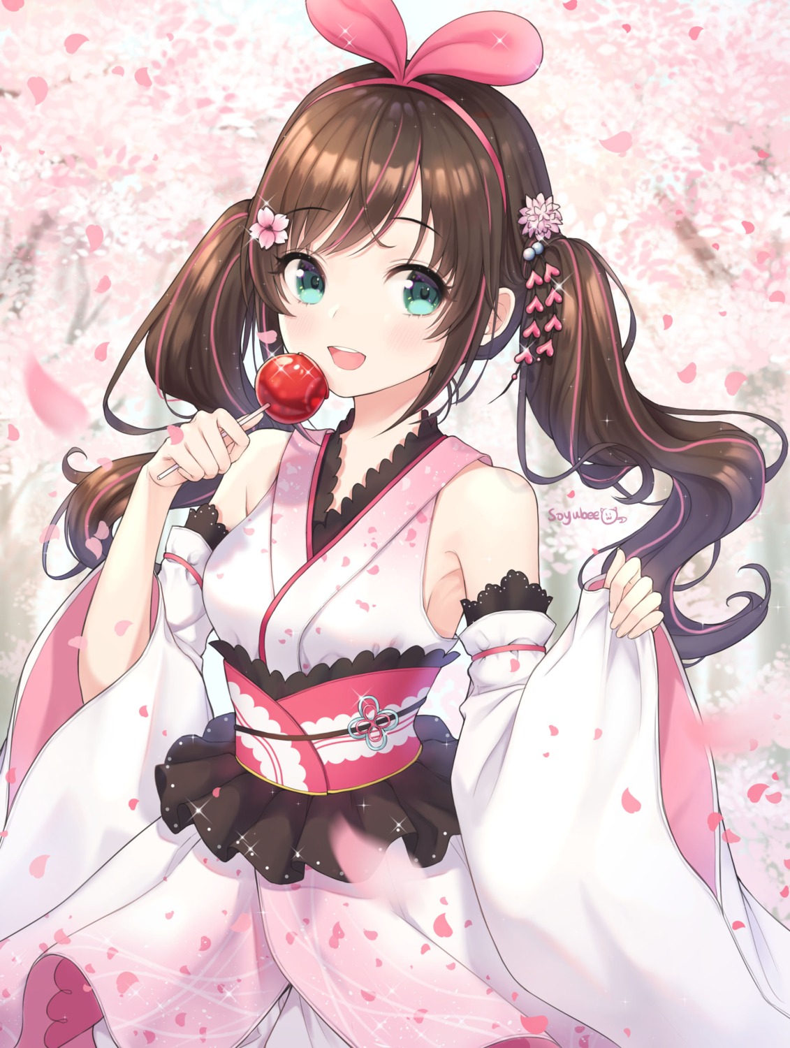 japanese_clothes, kizuna_ai, kizuna_ai_inc., soyubee