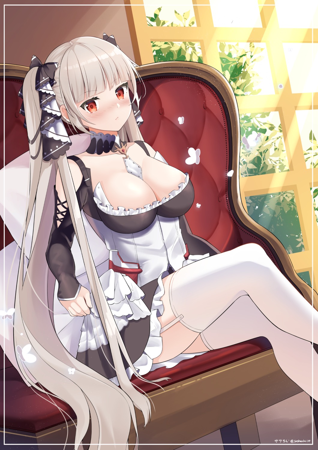 azur_lane, formidable_(azur_lane), gothic_lolita, lolita_fashion, no_bra, sasha_chii, stockings, thighhighs