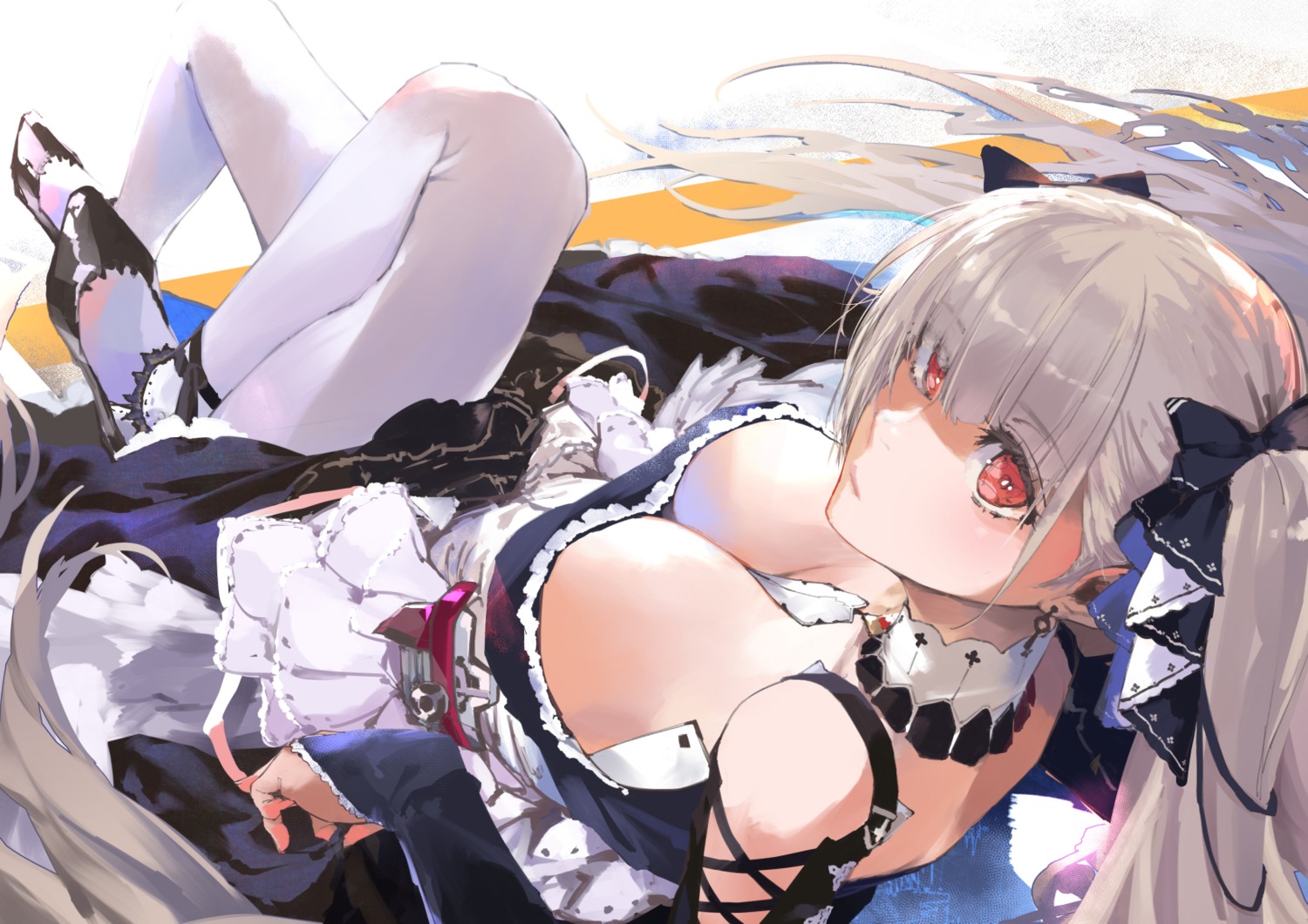 azur_lane, formidable_(azur_lane), gothic_lolita, kanase_bench, lolita_fashion, no_bra, pantyhose, sketch, skirt_lift