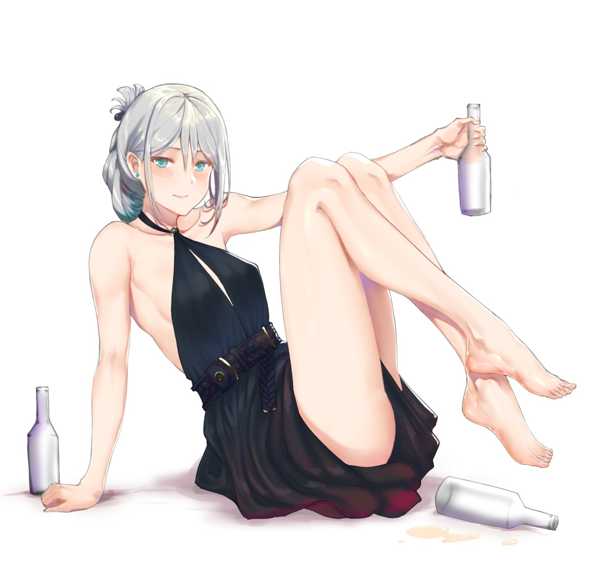 an-94_(girls_frontline), c.rabbit, dress, girls_frontline, no_bra, skirt_lift