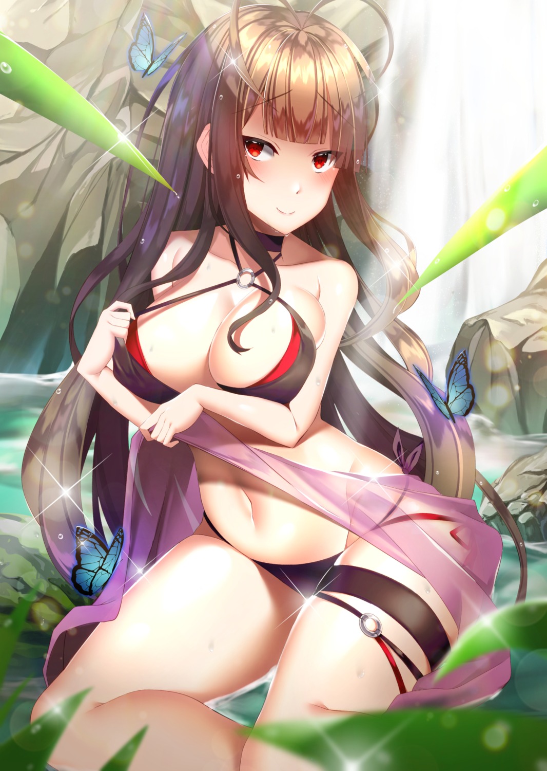 bikini, breast_hold, dsr-50_(girls_frontline), garter, girls_frontline, maze_yuri, see_through, swimsuits, wet