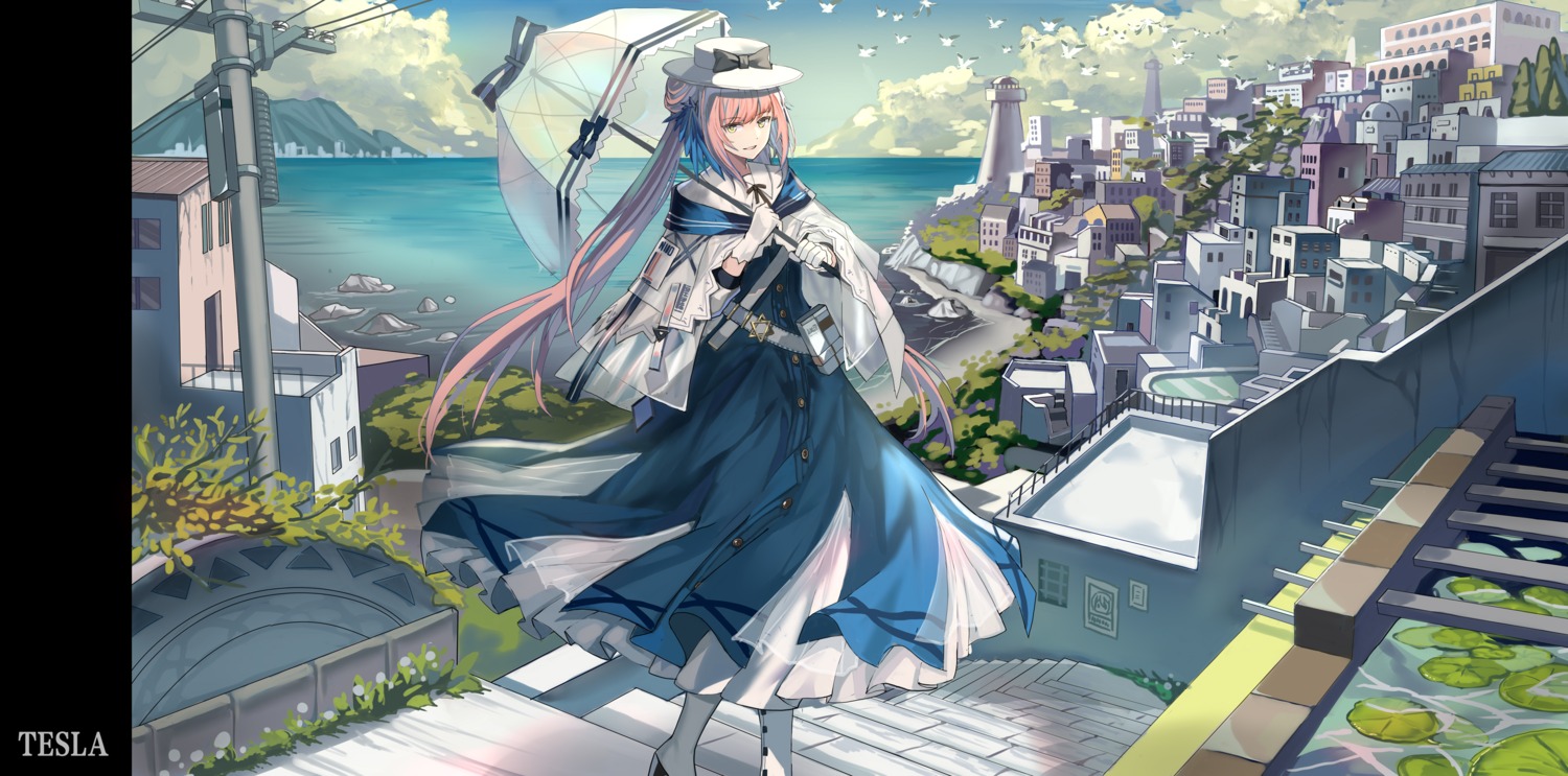 arknights, ceylon_(arknights), landscape, qihai_lunpo, umbrella
