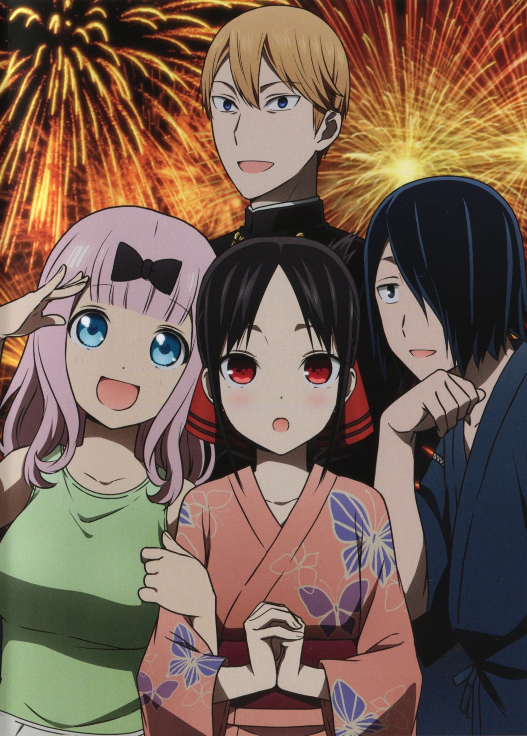 fujiwara_chika, ishigami_yuu, kaguya-sama_wa_kokurasetai_~tensai-tachi_no_renai_zunousen~, seifuku, shinomiya_kaguya, shirogane_miyuki, tagme, yukata