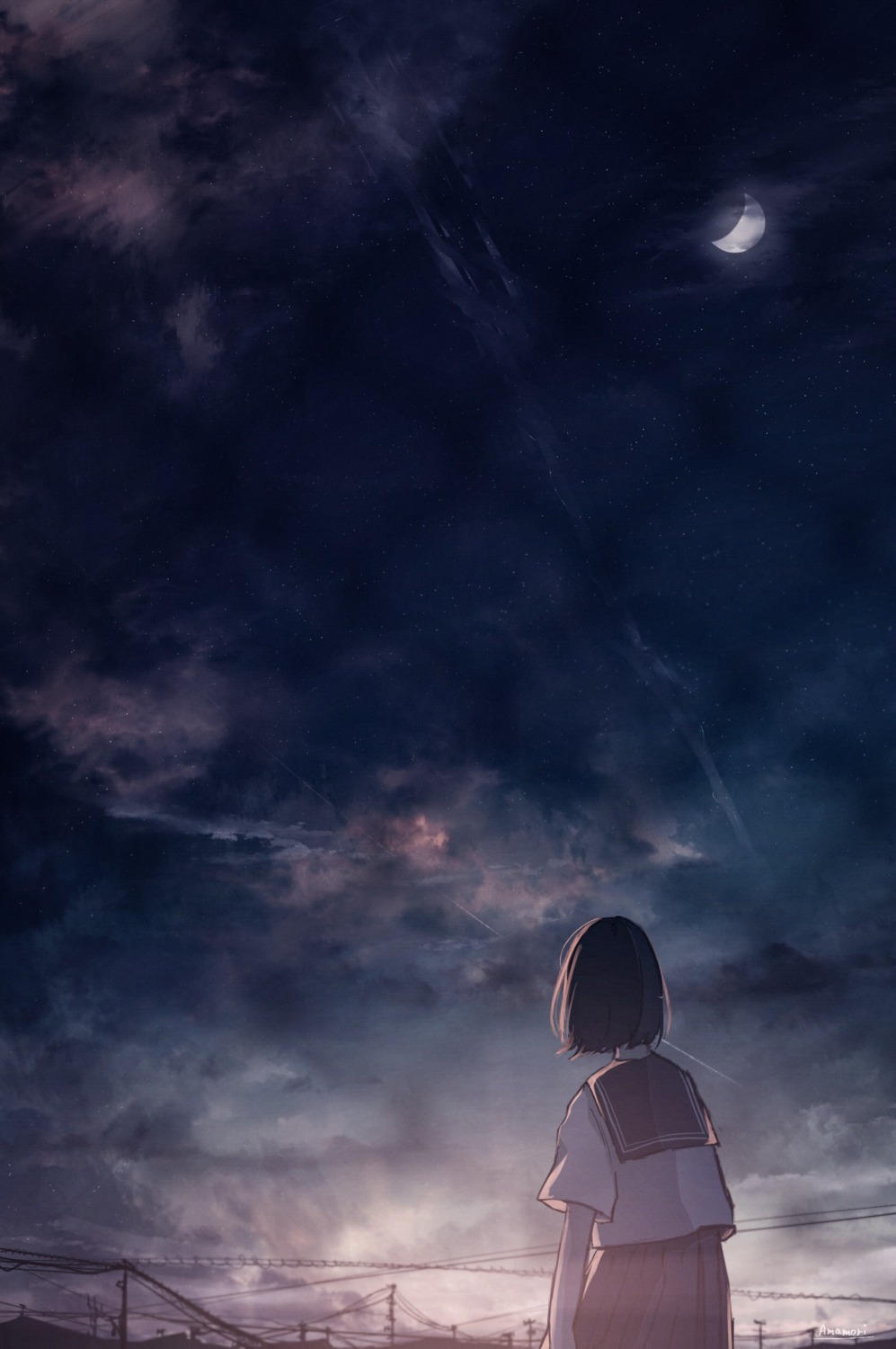 amenomori_howa, landscape, seifuku