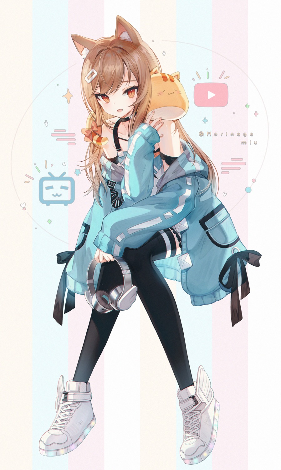 animal_ears, morinaga_miu, morinaga_miu_channel, snow_is, thighhighs