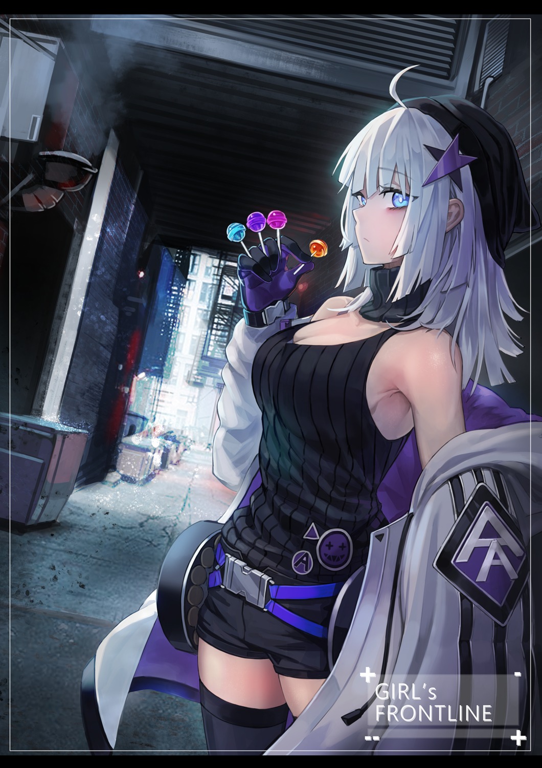 aa-12_(girls_frontline), cleavage, girls_frontline, nlitz, thighhighs