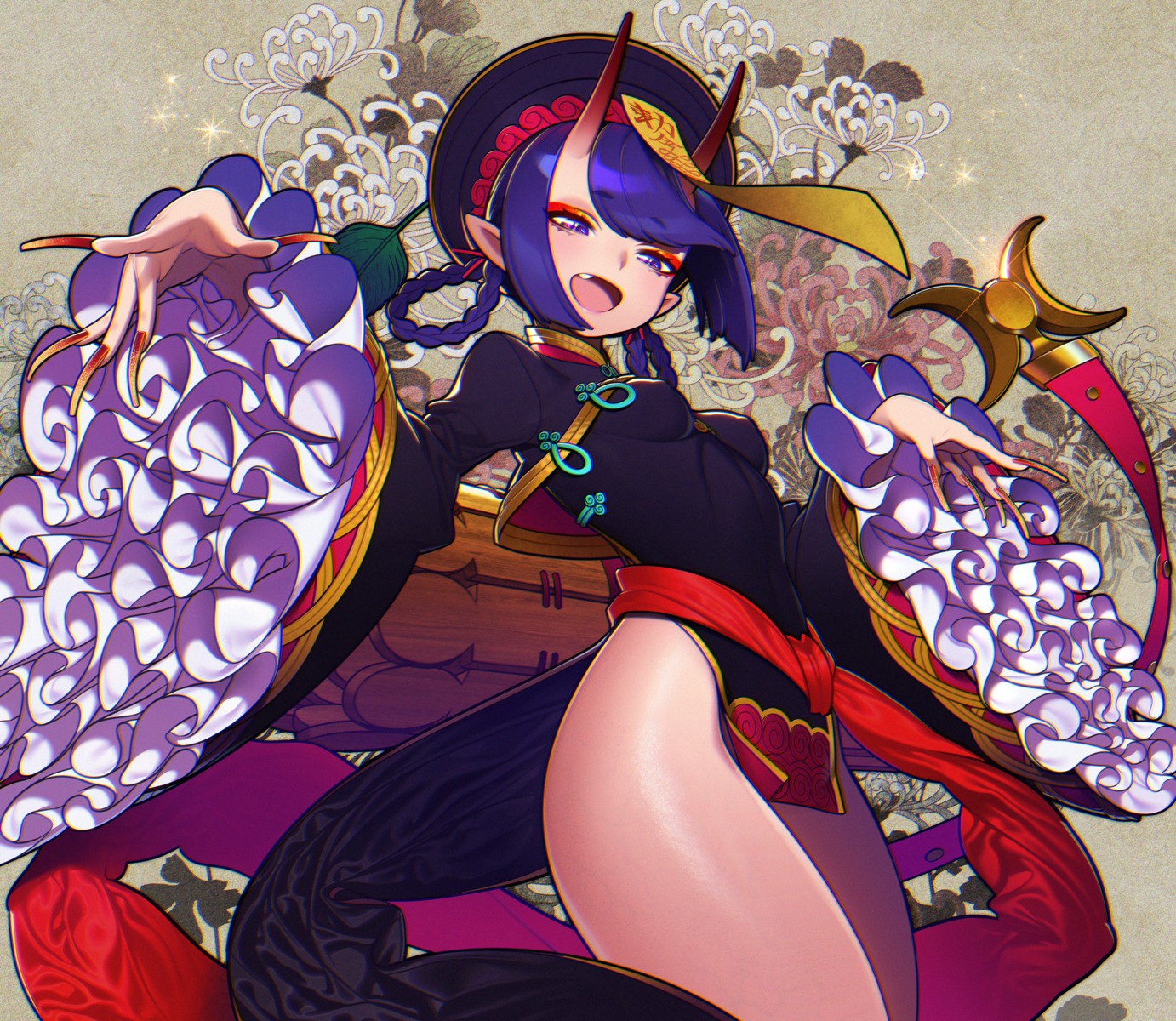 chinadress, fate/grand_order, horns, pointy_ears, shuten_douji_(fate), souma_kira