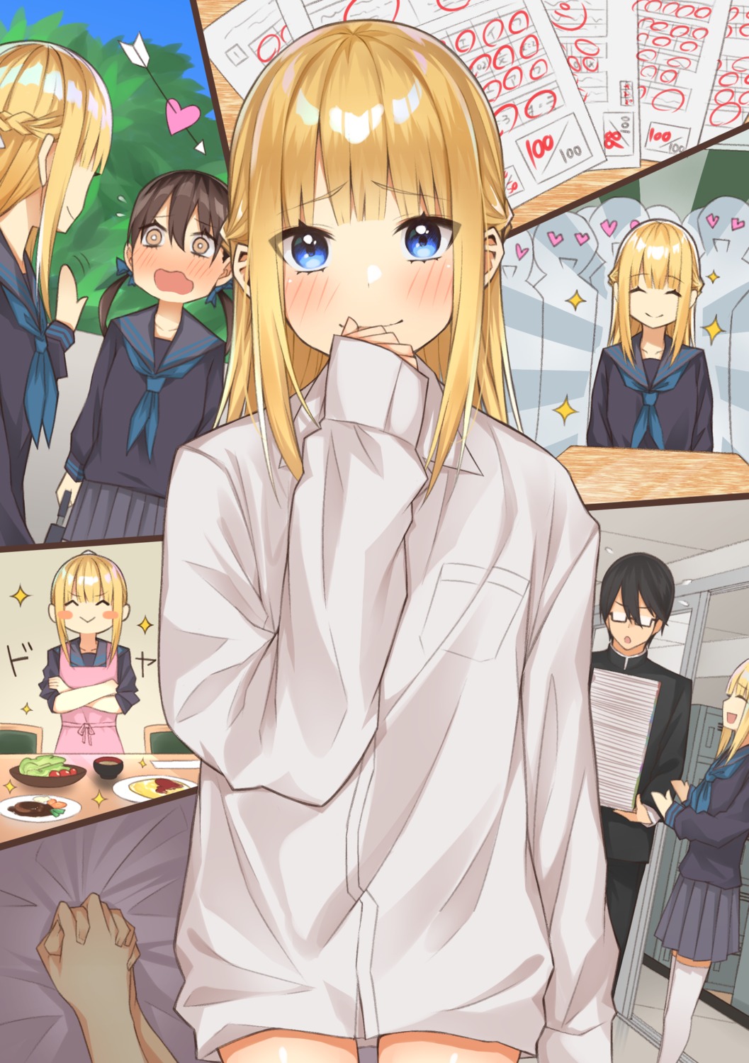 dress_shirt, itame_moyashi, megane, seifuku, thighhighs