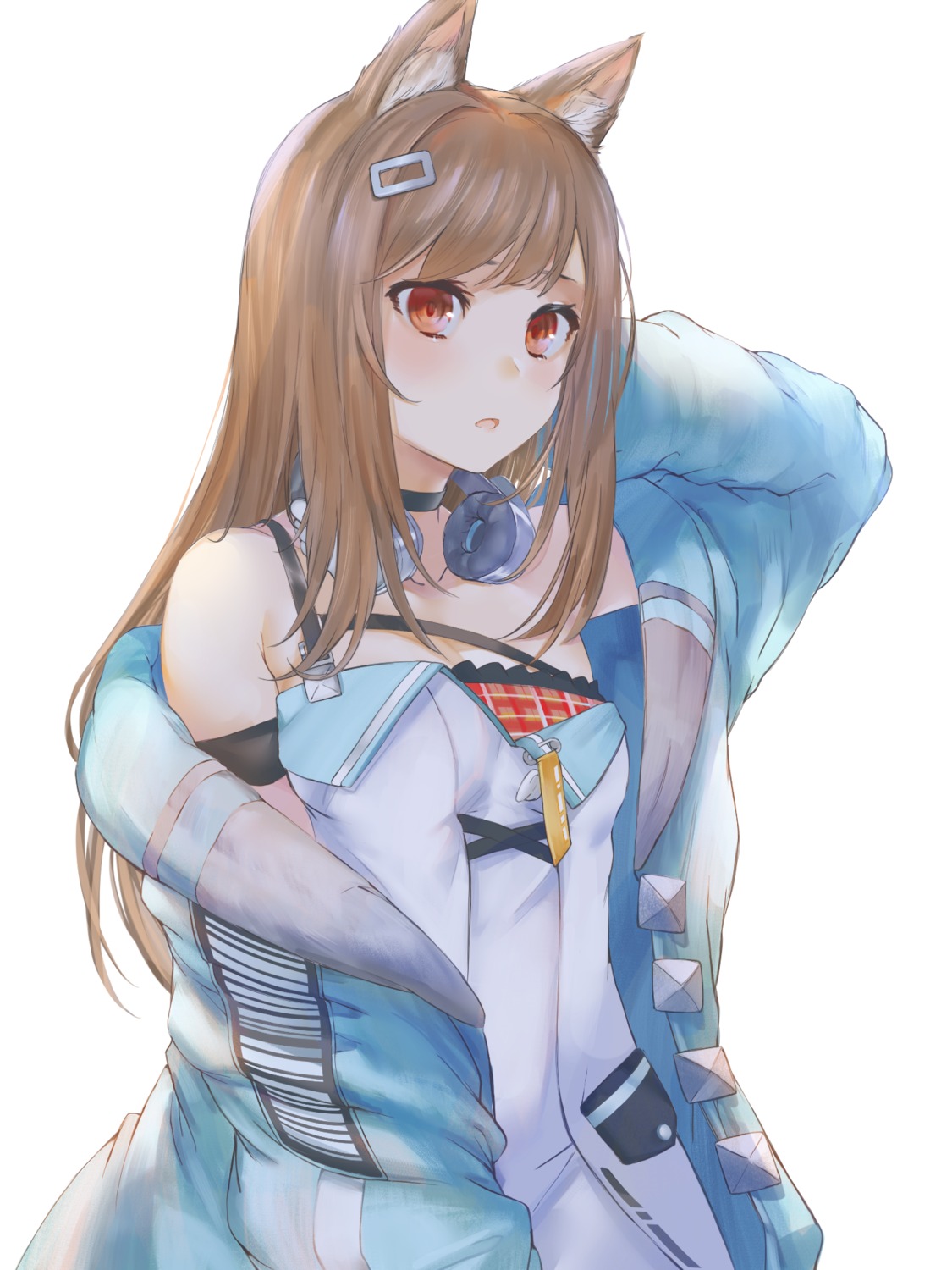 animal_ears, cleavage, headphones, marulire, morinaga_miu, morinaga_miu_channel