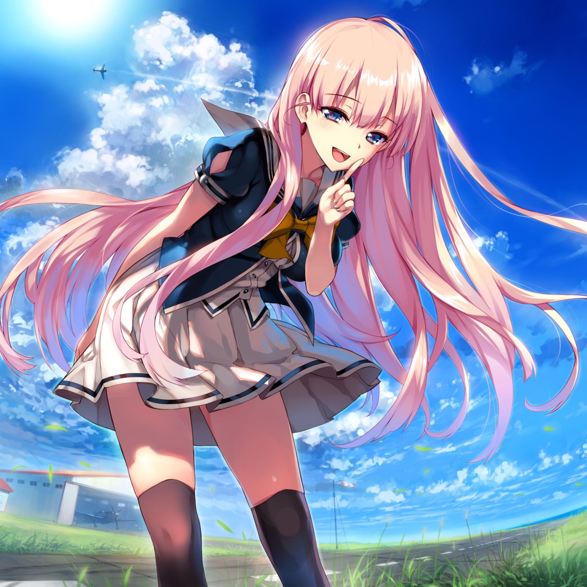 harmorise, hirosawa_hikari, hitotsu_yane_no_tsubasa_no_moto_de, kaguyuzu, seifuku, thighhighs