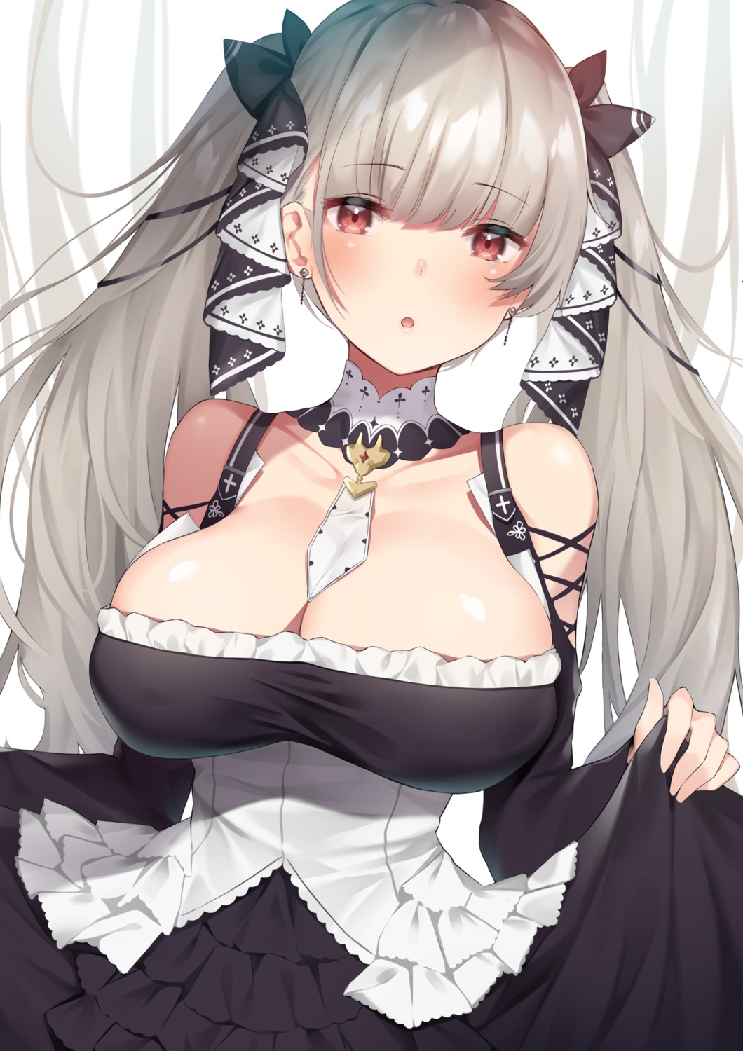 azur_lane, formidable_(azur_lane), gothic_lolita, lolita_fashion, no_bra, skirt_lift, usa_b