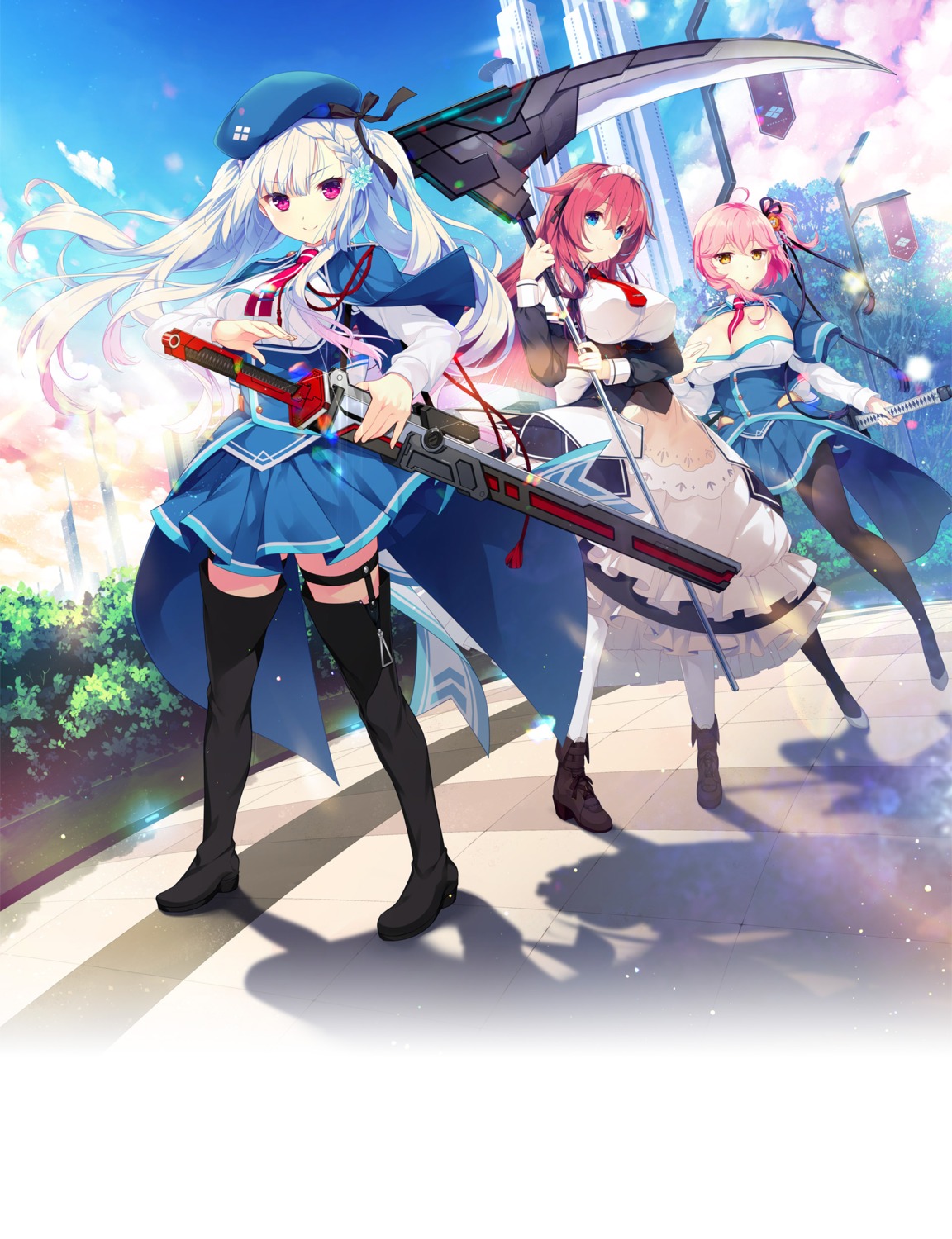 cleavage, crystalia, garter, gijang, heels, katana_(series), kazamine_matsurika, maid