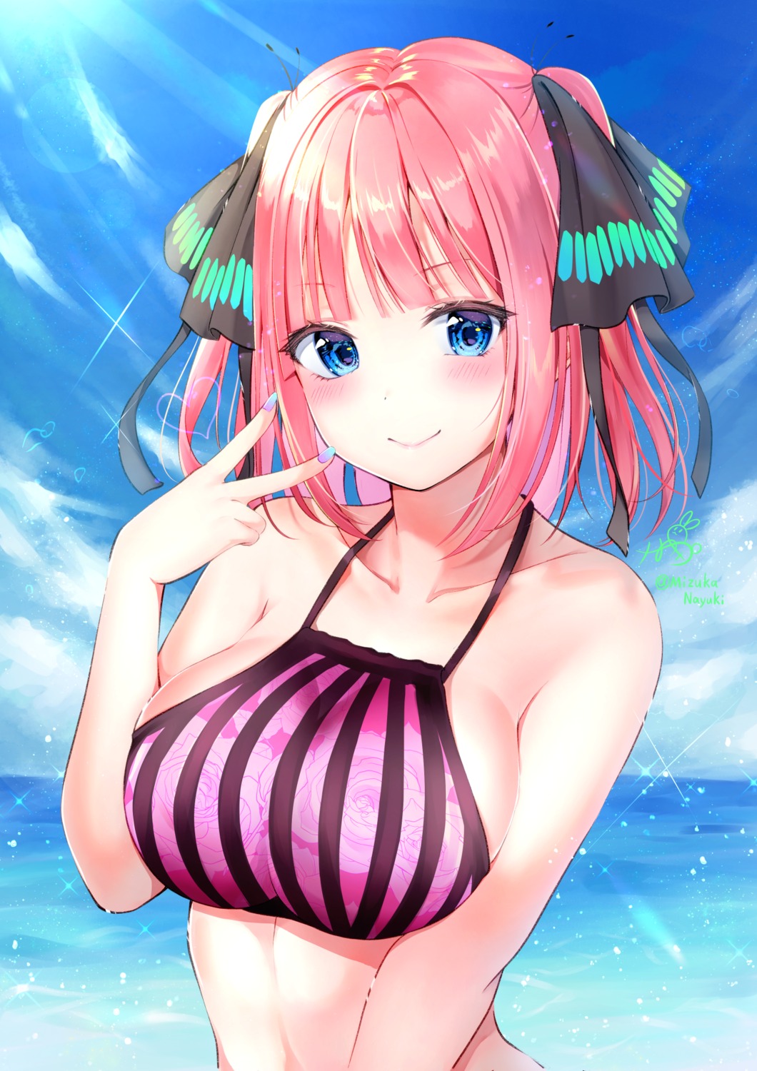 5-toubun_no_hanayome, bikini_top, mizukanayuki, nakano_nino, swimsuits