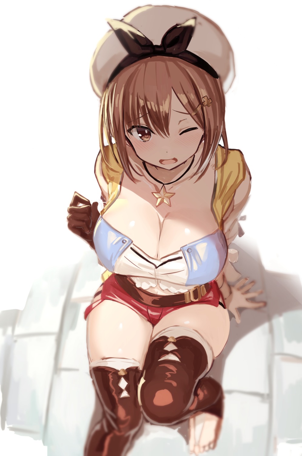 atelier, atelier_ryza, cleavage, greatmosu, reisalin_stout, thighhighs