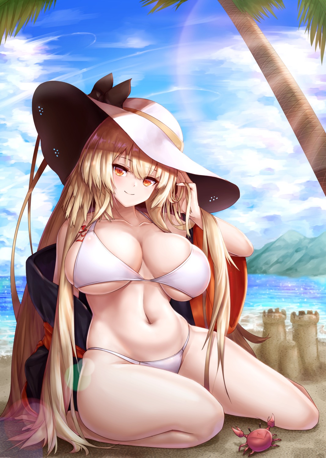 bikini, cho!cho!, girls_frontline, ithaca_m37_(girls_frontline), open_shirt, swimsuits
