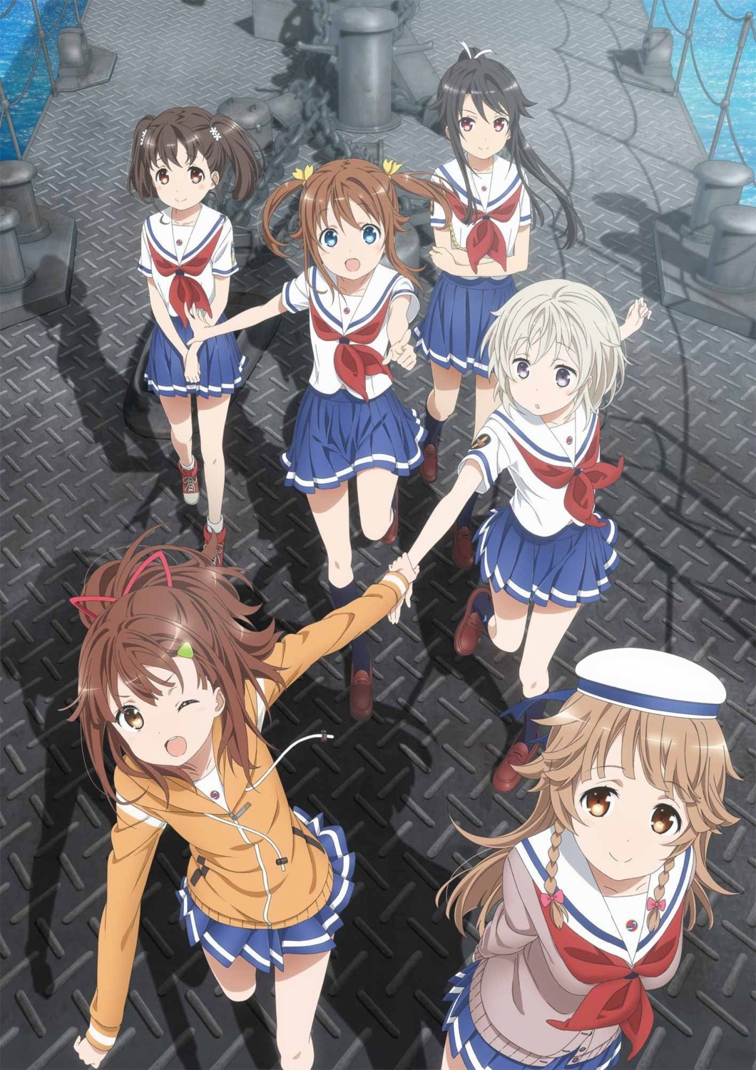 high_school_fleet, irizaki_mei, misaki_akeno, munetani_mashiro, nosa_kouko, seifuku, shiretoko_rin, sweater