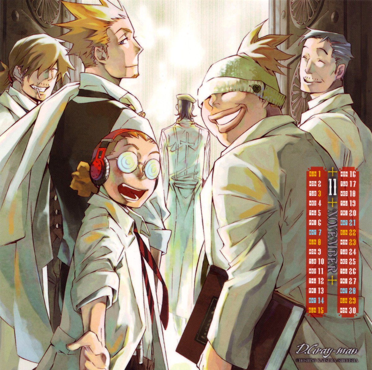 calendar, d.gray-man, hoshino_katsura, johnny_gill, komui_lee, male, reever_wenhamm, tapp_dopp