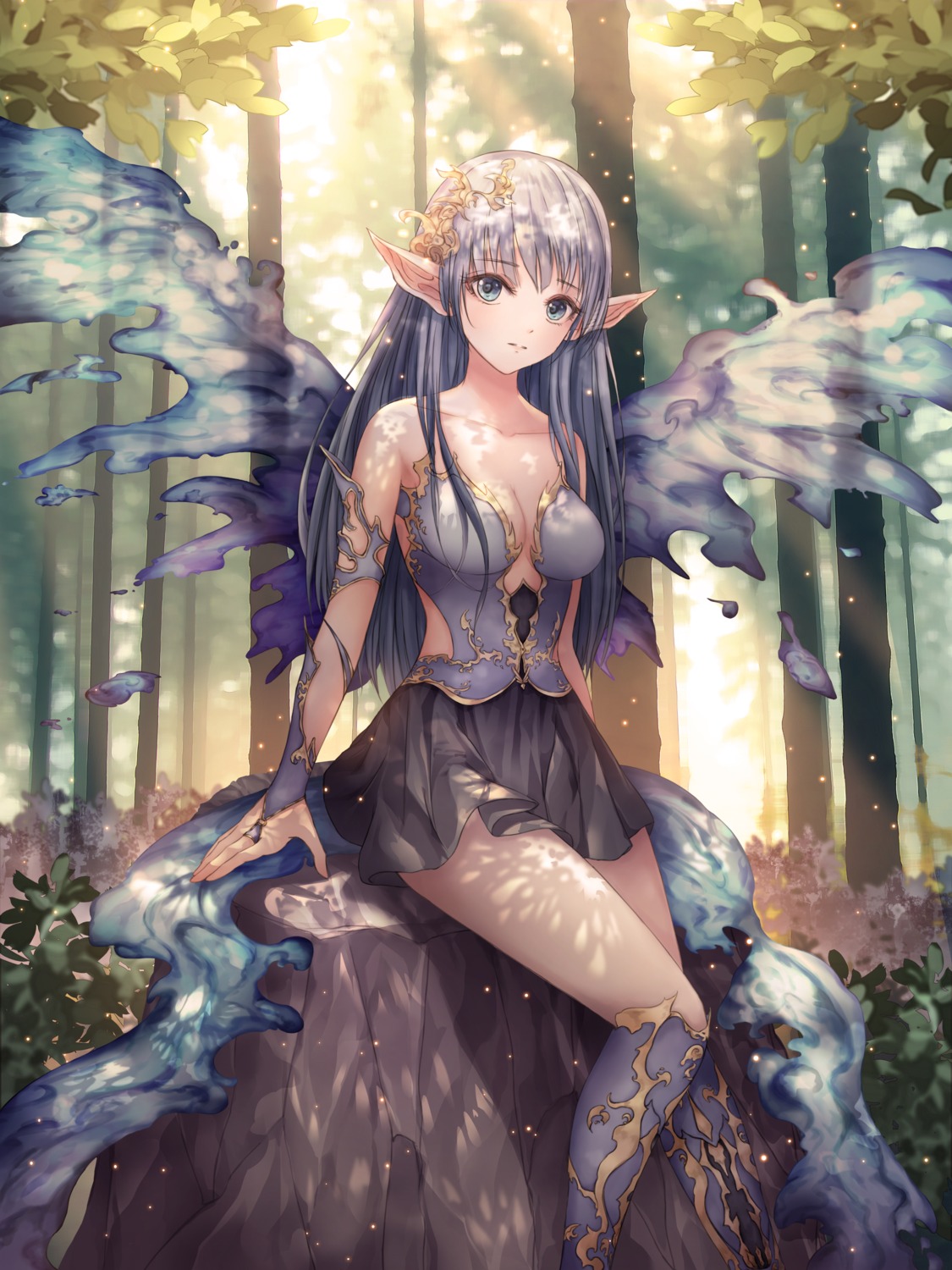 cleavage, fairy, no_bra, pointy_ears, smi, wings