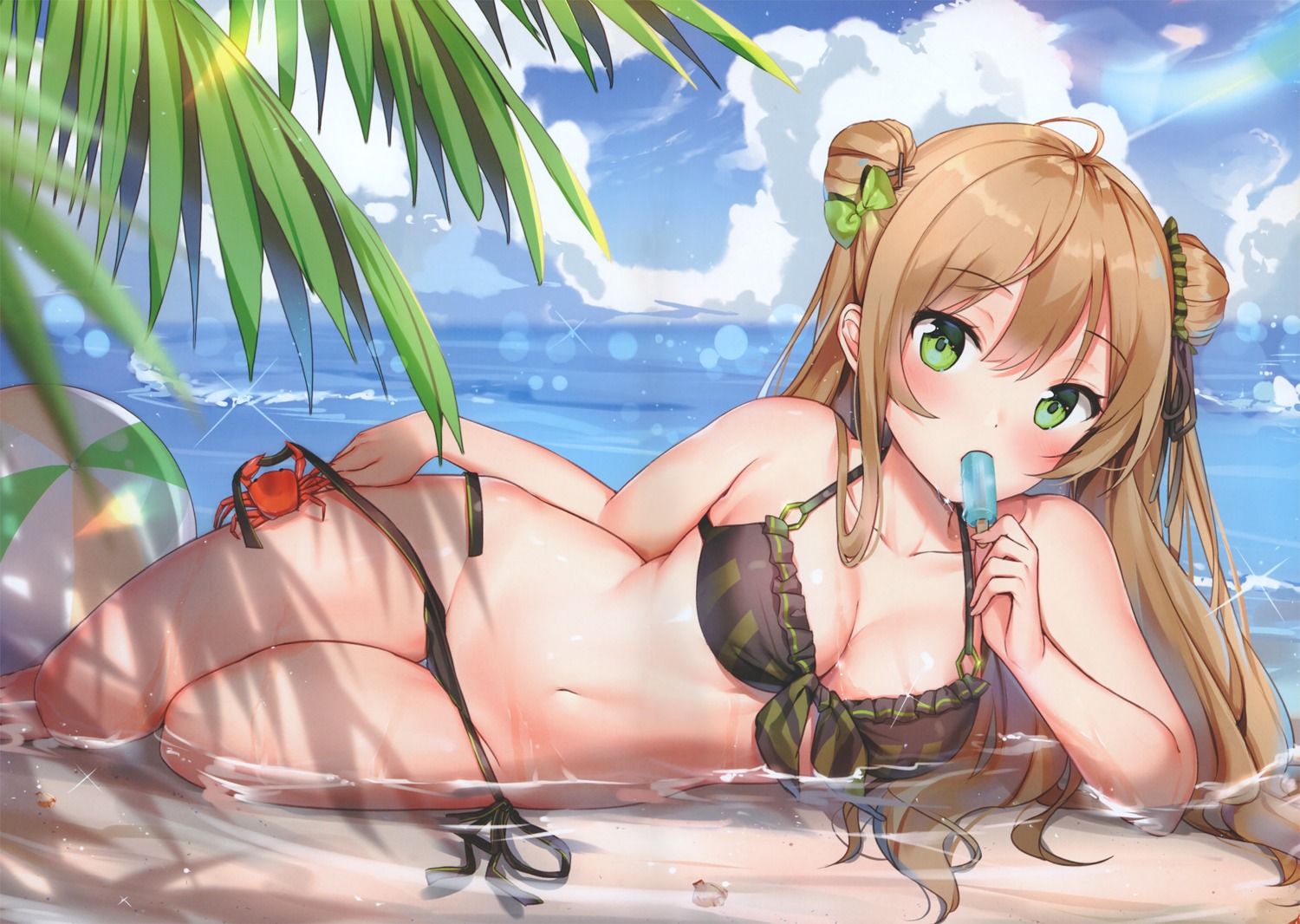 bikini, cleavage, girls_frontline, mamemena, panty_pull, rfb_(girls_frontline), swimsuits, undressing