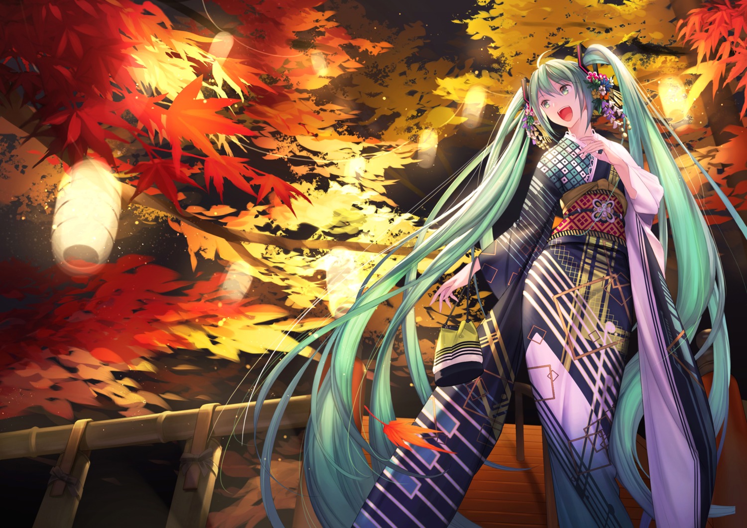 gahyun, hatsune_miku, japanese_clothes, kimono, kyoto_nippon_festival, vocaloid
