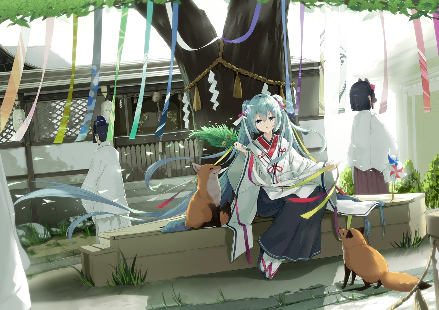 asahi_kuroi, hatsune_miku, japanese_clothes, vocaloid
