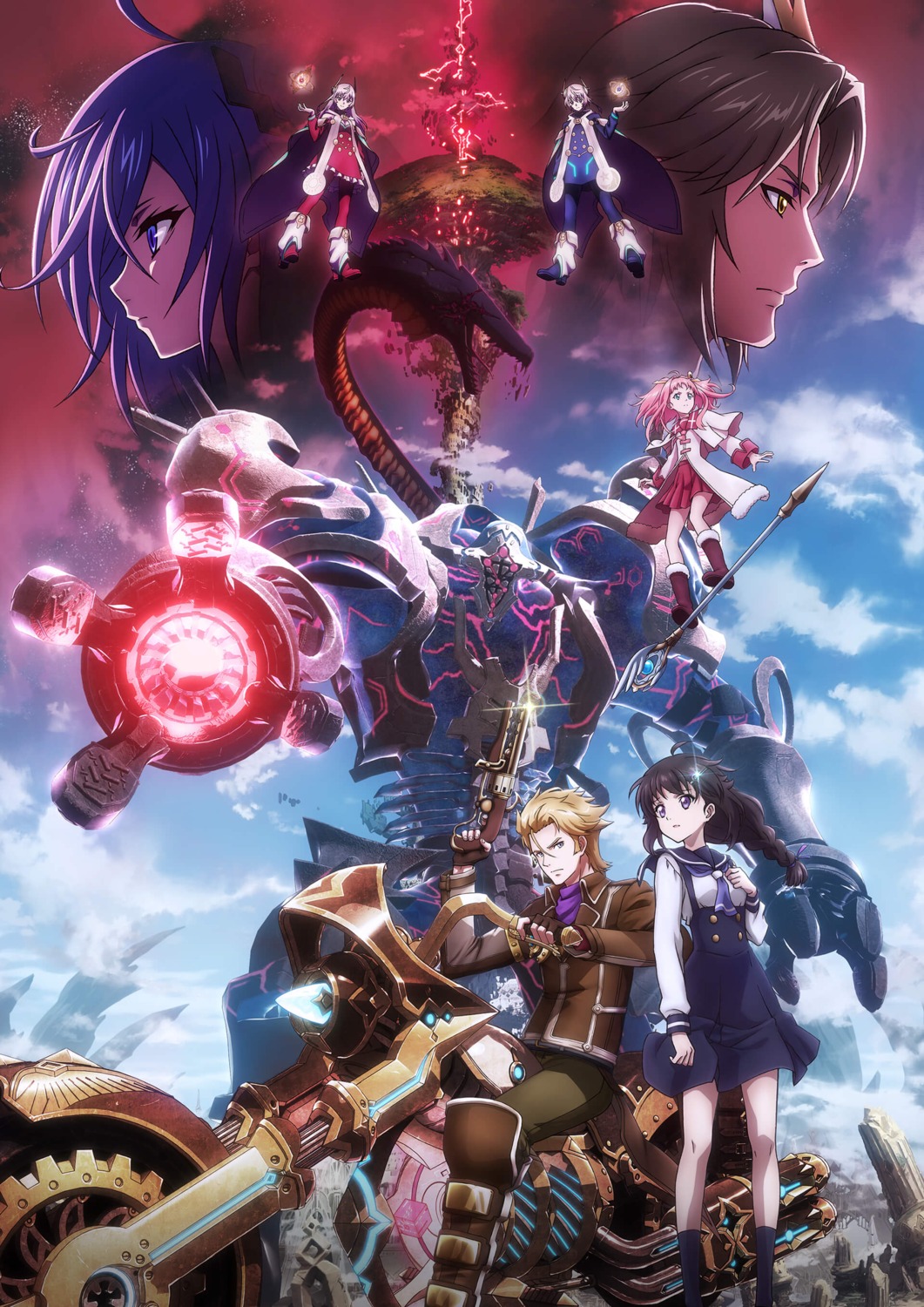 breast_hold, dare_ga_tame_no_alchemist, gun, heels, mecha, monster, seifuku, tagme