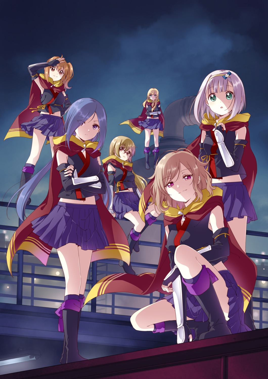 aoba_hatsume, fujibayashi_nagaho, hanzoumon_yuki, kousaka_shin, namori, release_the_spyce, seifuku, yachiyo_mei