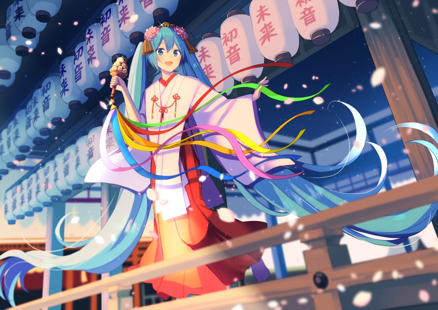 hatsune_miku, kyoto_nippon_festival, miko, nokuhashi, vocaloid