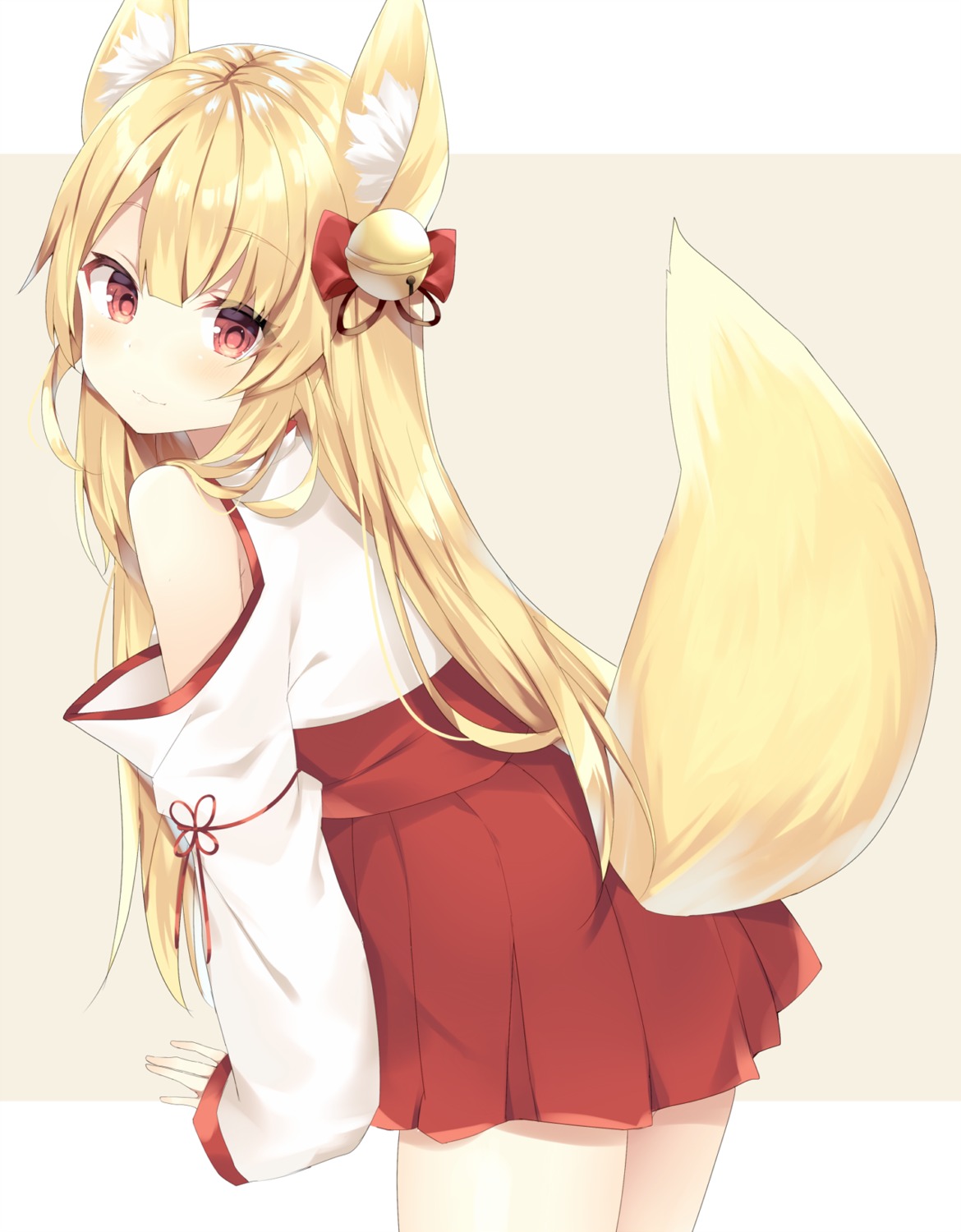 animal_ears, kitsune, komomo_(ptkrx), miko, tail