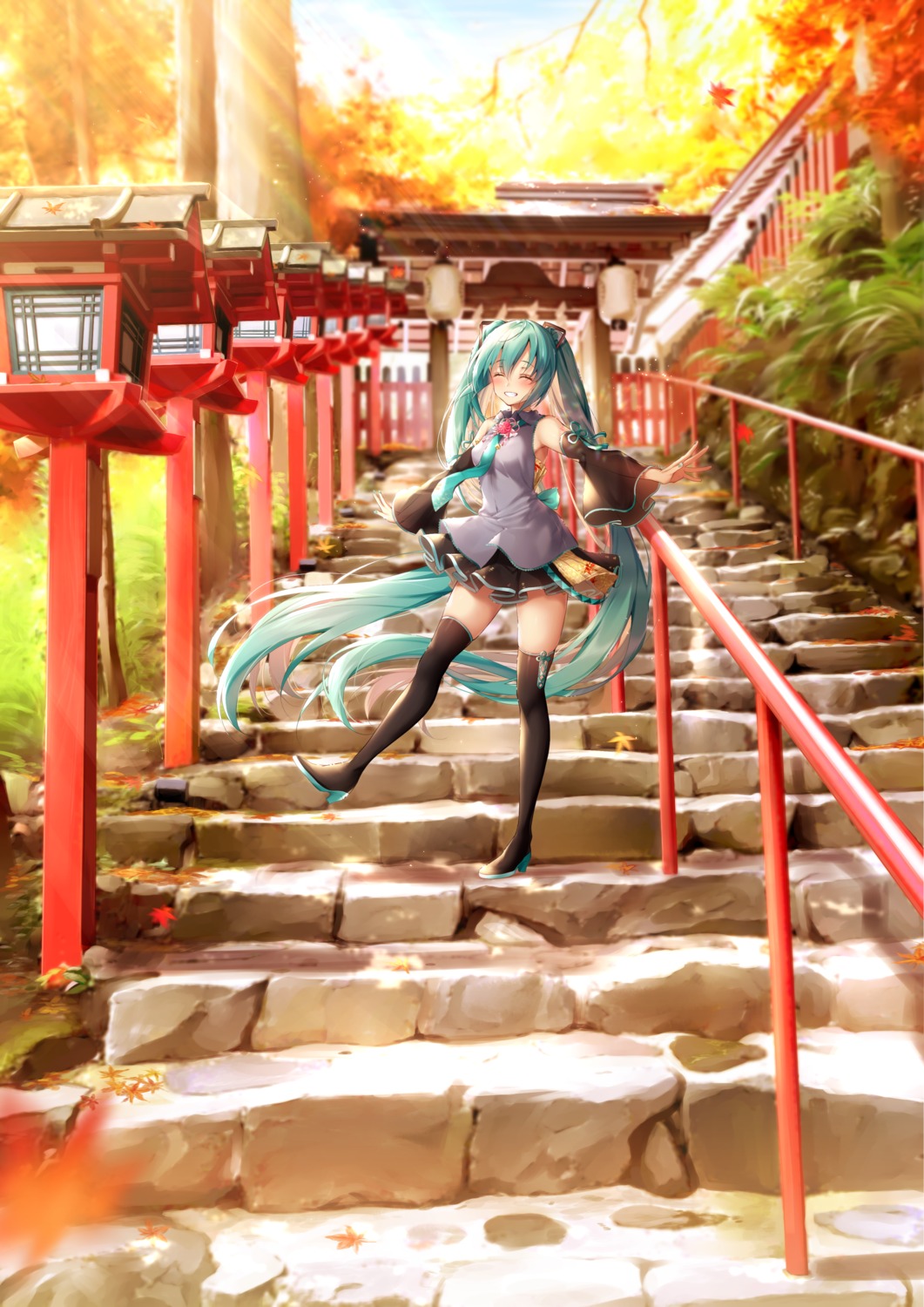 hatsune_miku, heels, kyoto_nippon_festival, navy, tattoo, thighhighs, vocaloid