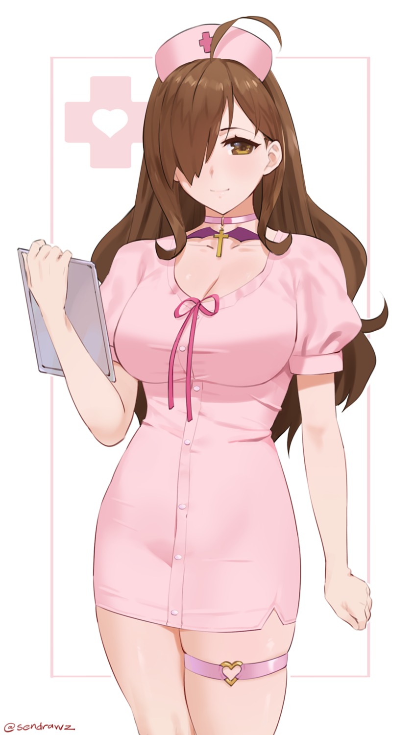 cleavage, garter, kono_subarashii_sekai_ni_shukufuku_wo!, nurse, sendrawz, wiz