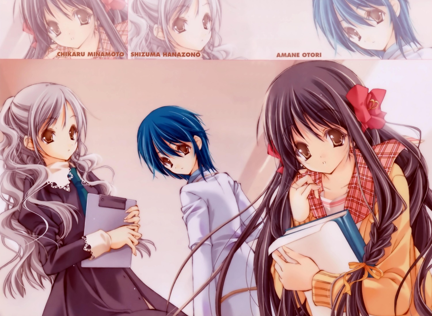 hanazono_shizuma, maki_chitose, minamoto_chikaru, ootori_amane, seifuku, strawberry_panic