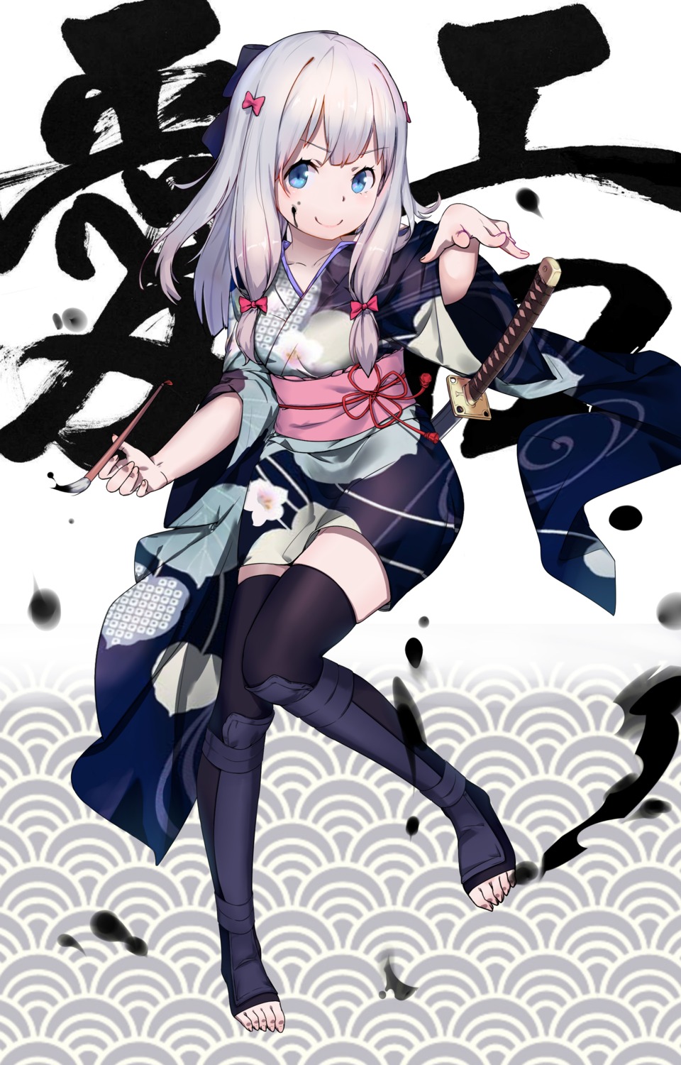 eromanga-sensei, izumi_sagiri, japanese_clothes, sword, thighhighs, virtu.al